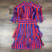 Red Blue Fringe Striped Mini Dress Party Tassels Medium Small 0 2 Chappell Roan