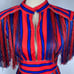 Red Blue Fringe Striped Mini Dress Party Tassels Medium Small 0 2 Chappell Roan