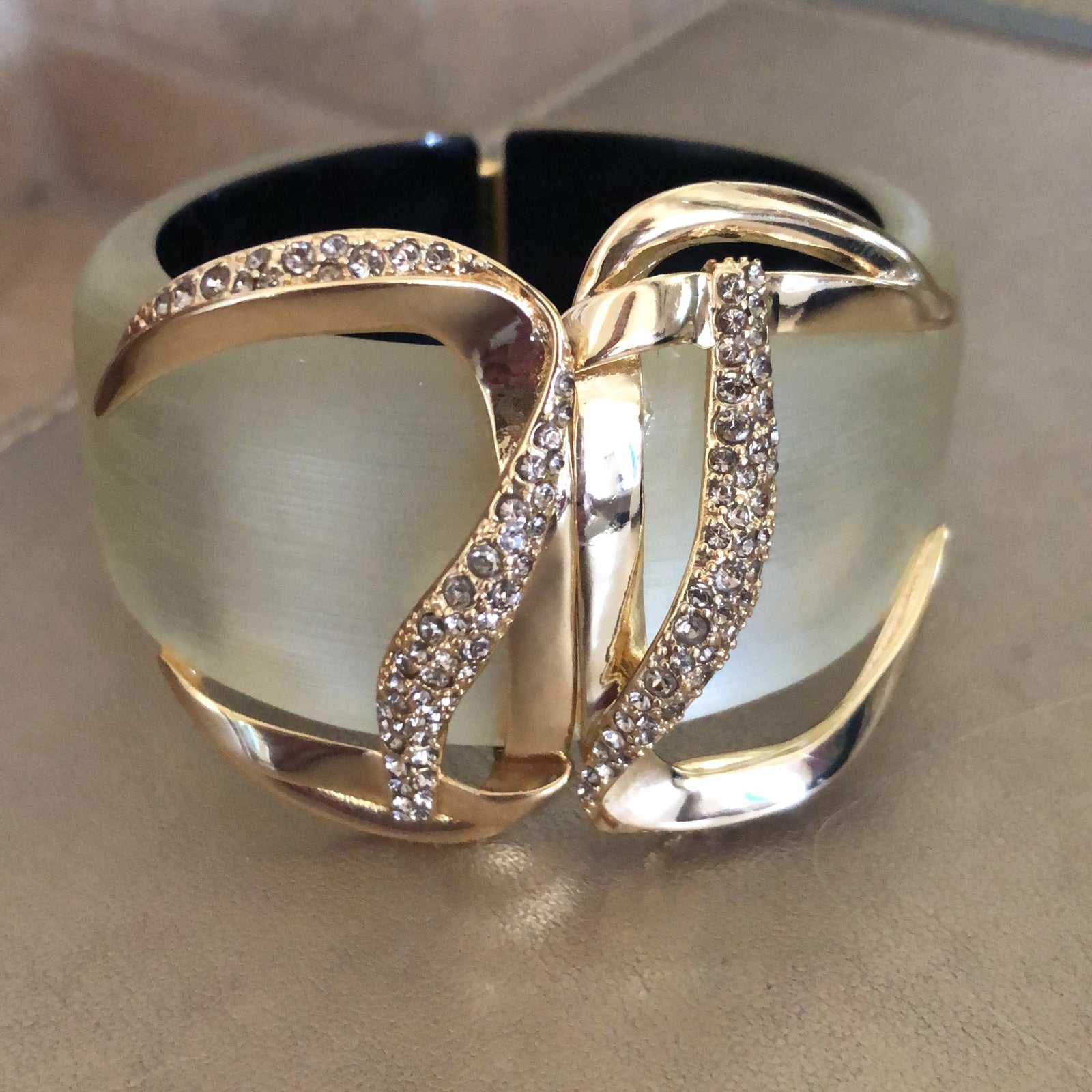 Alexis Bittar Lucite Bangle gold drip with crystals