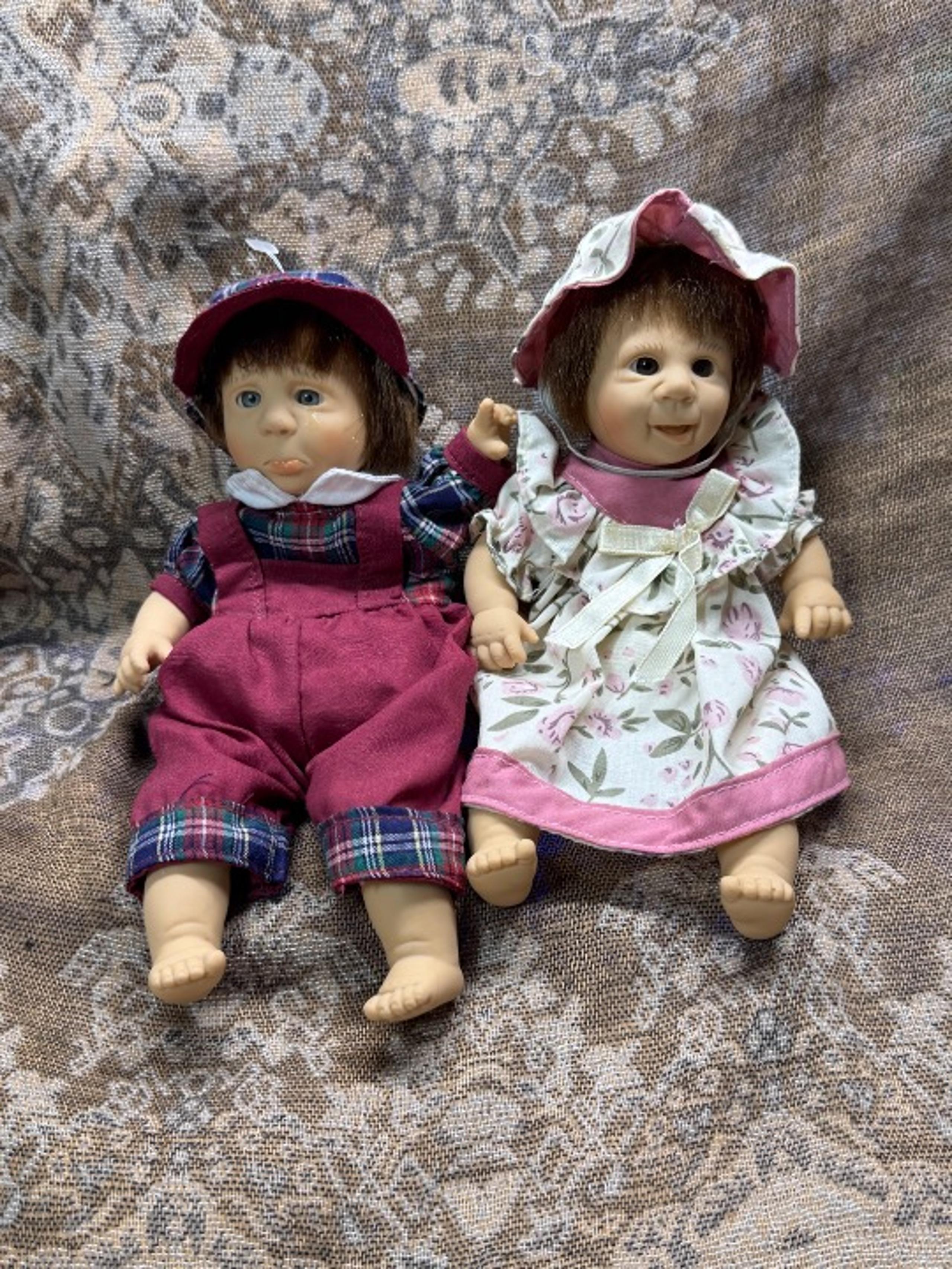 Vintage Expressive Boy and Girl Baby Dolls