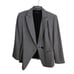 Lafayette 148 Herringbone Wool Slight Asymmetric Gray Blazer Size 4