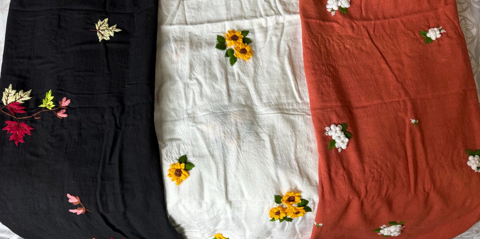 Cotton shawl with embroidery (1 pc)