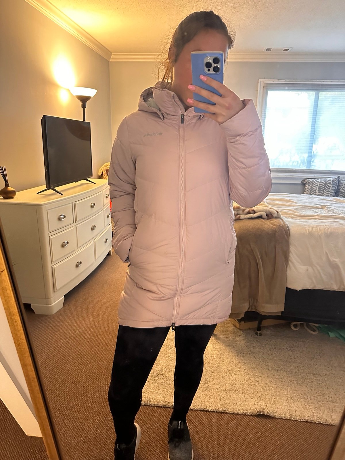 LIKE NEW Columbia Mid-length PufferJacket with Removable Hood || Small