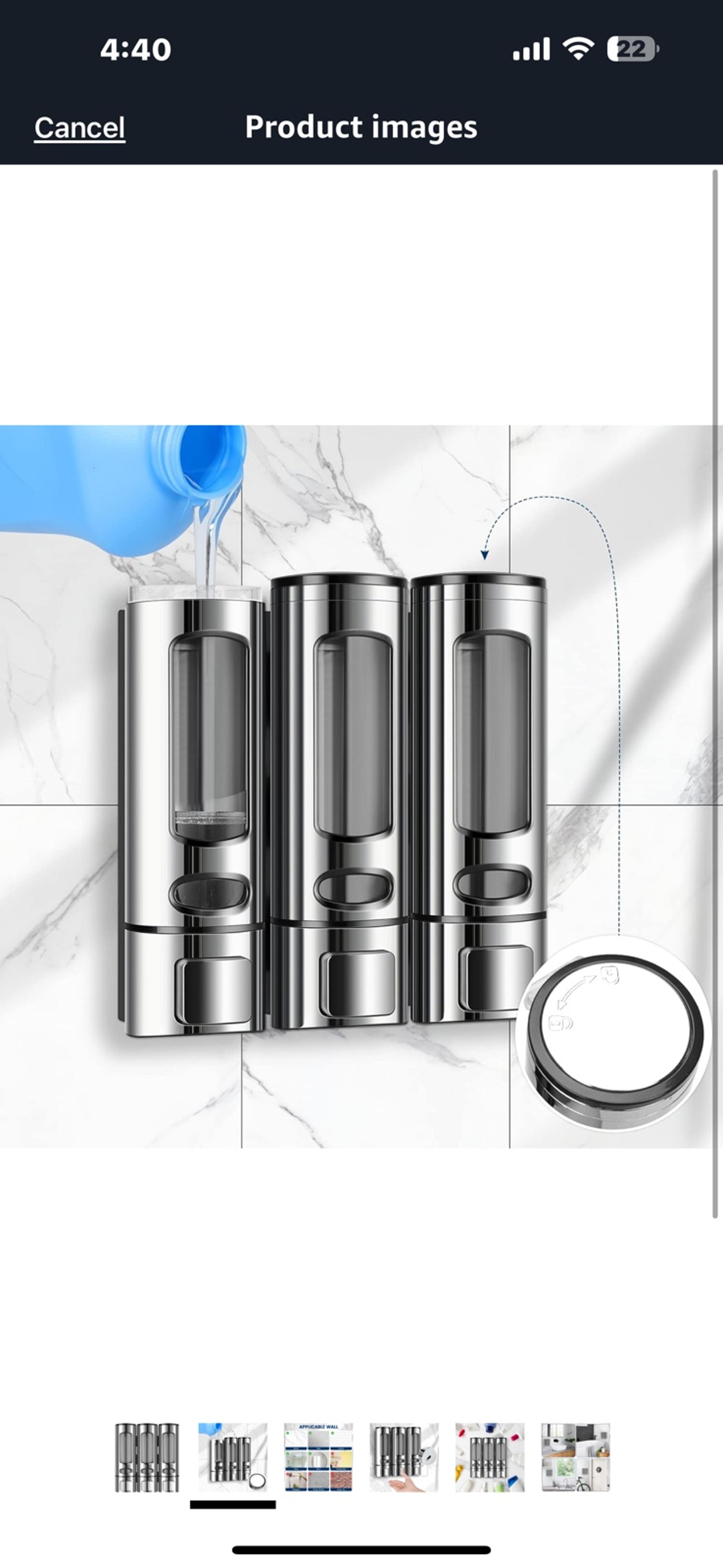 3-in-1 Shower soap Dispenser, Shampoo (Chrome 3-Compartment)