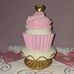 Large Light-up Custom hand painted Pink Cupcake on a Pedestal