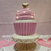 Large Light-up Custom hand painted Pink Cupcake on a Pedestal