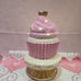 Large Light-up Custom hand painted Pink Cupcake on a Pedestal