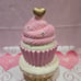 Large Light-up Custom hand painted Pink Cupcake on a Pedestal