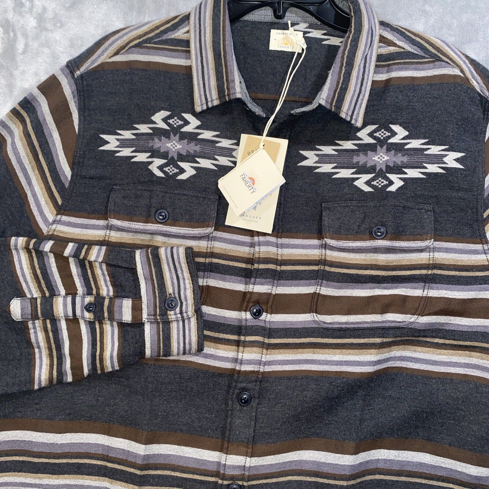 Faherty Overshirt Jacket Doug Good Feather XL Canyon Aztec Organic Cotton Dakota