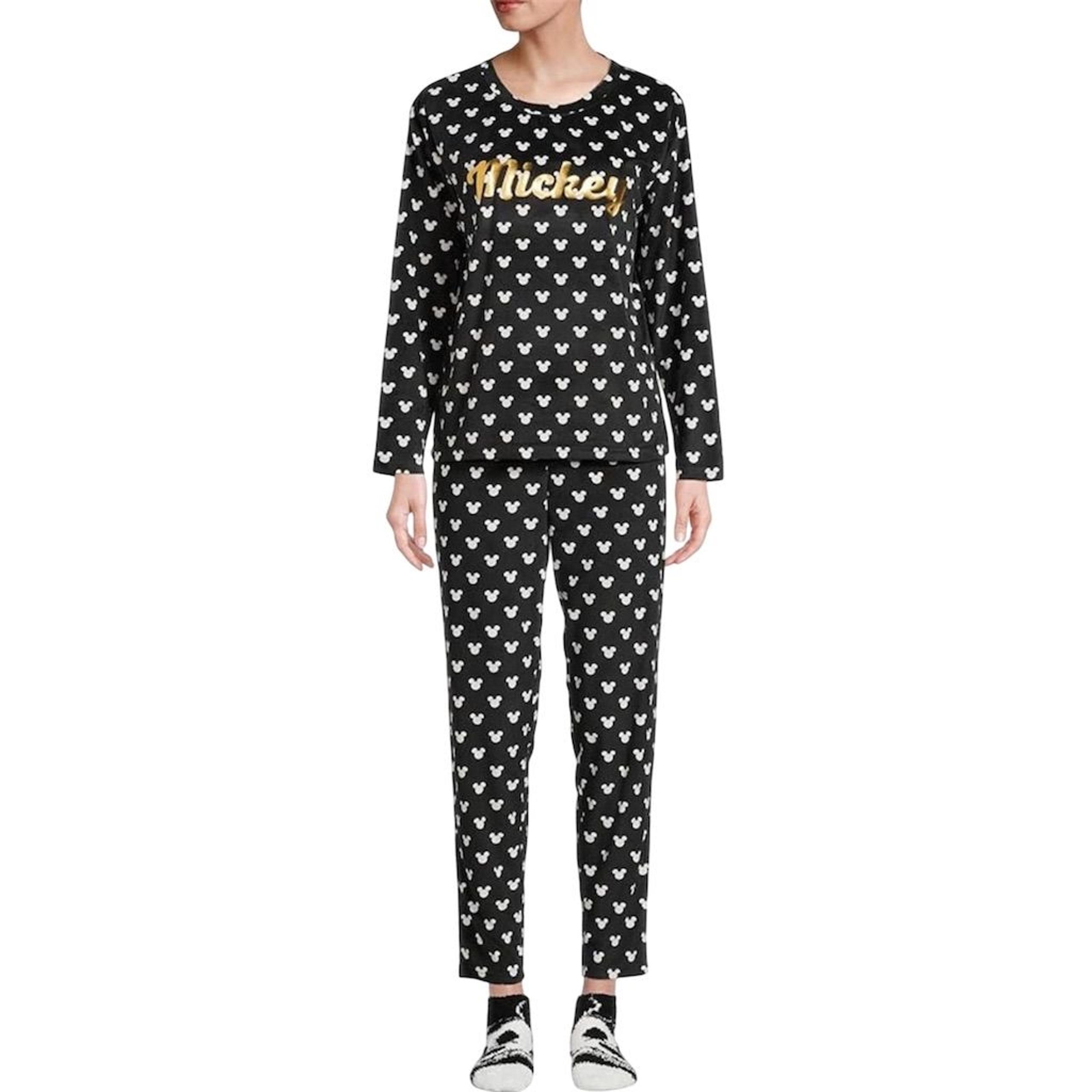 Disney Mickey Mouse Women's XL Pajama Set Black Graphic Print