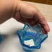 Set of 2 Fenton Iridescent Celeste Blue Glass Tulip Votive/Taper Candle Holder