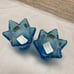 Set of 2 Fenton Iridescent Celeste Blue Glass Tulip Votive/Taper Candle Holder
