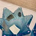 Set of 2 Fenton Iridescent Celeste Blue Glass Tulip Votive/Taper Candle Holder