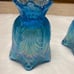 Set of 2 Fenton Iridescent Celeste Blue Glass Tulip Votive/Taper Candle Holder