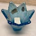 Set of 2 Fenton Iridescent Celeste Blue Glass Tulip Votive/Taper Candle Holder