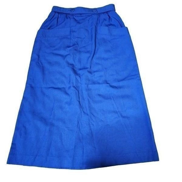 Vintage 80s Sporty A Line Skirt Womens Size S Blue Pockets
