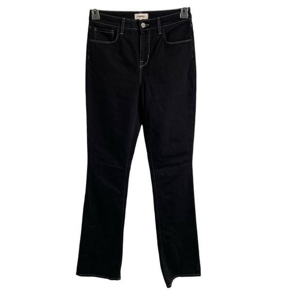L’AGENCE Womens Denim Jeans 25 Black Gray Contrast Stitch Straight Leg