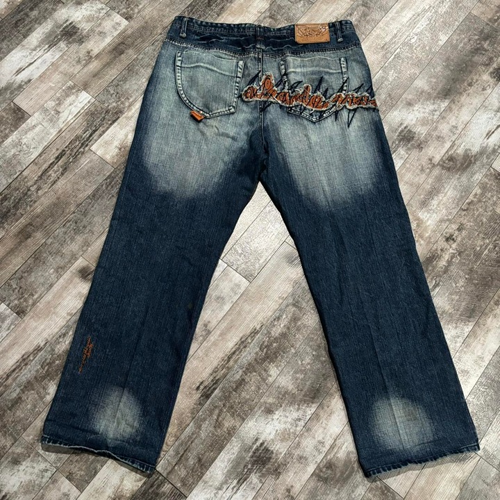 Vintage Y2K Akademiks Embroidered Baggy Jeans Size 42