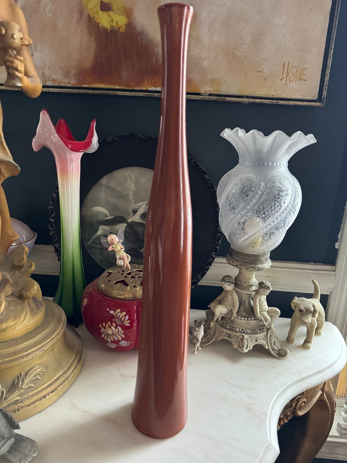 Vintage Long Neck Caramel/Brown Vase by Ganz