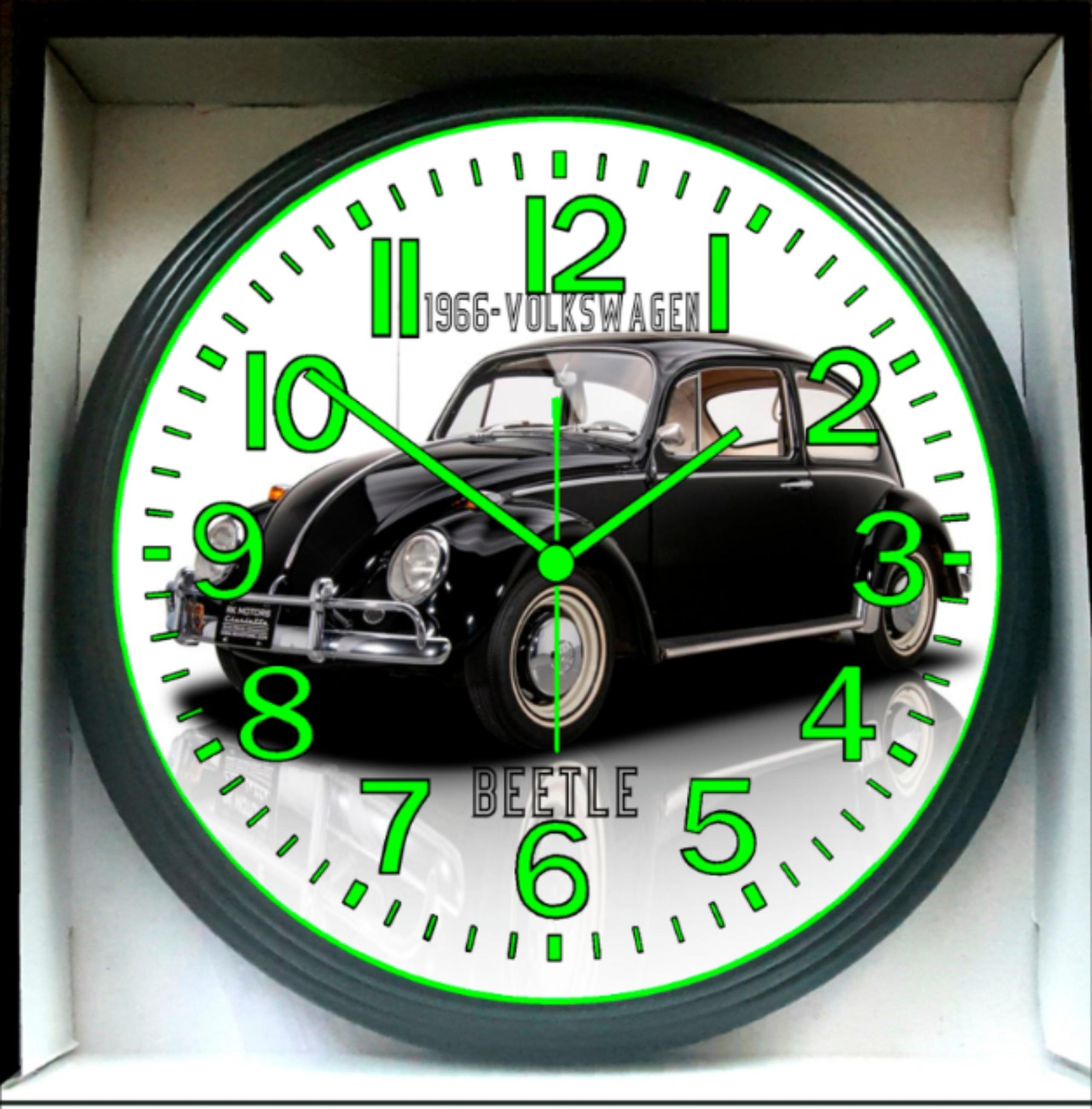 Clock1966 Volkswagen VW Beetle Glow In The Dark Wall Clocked New!