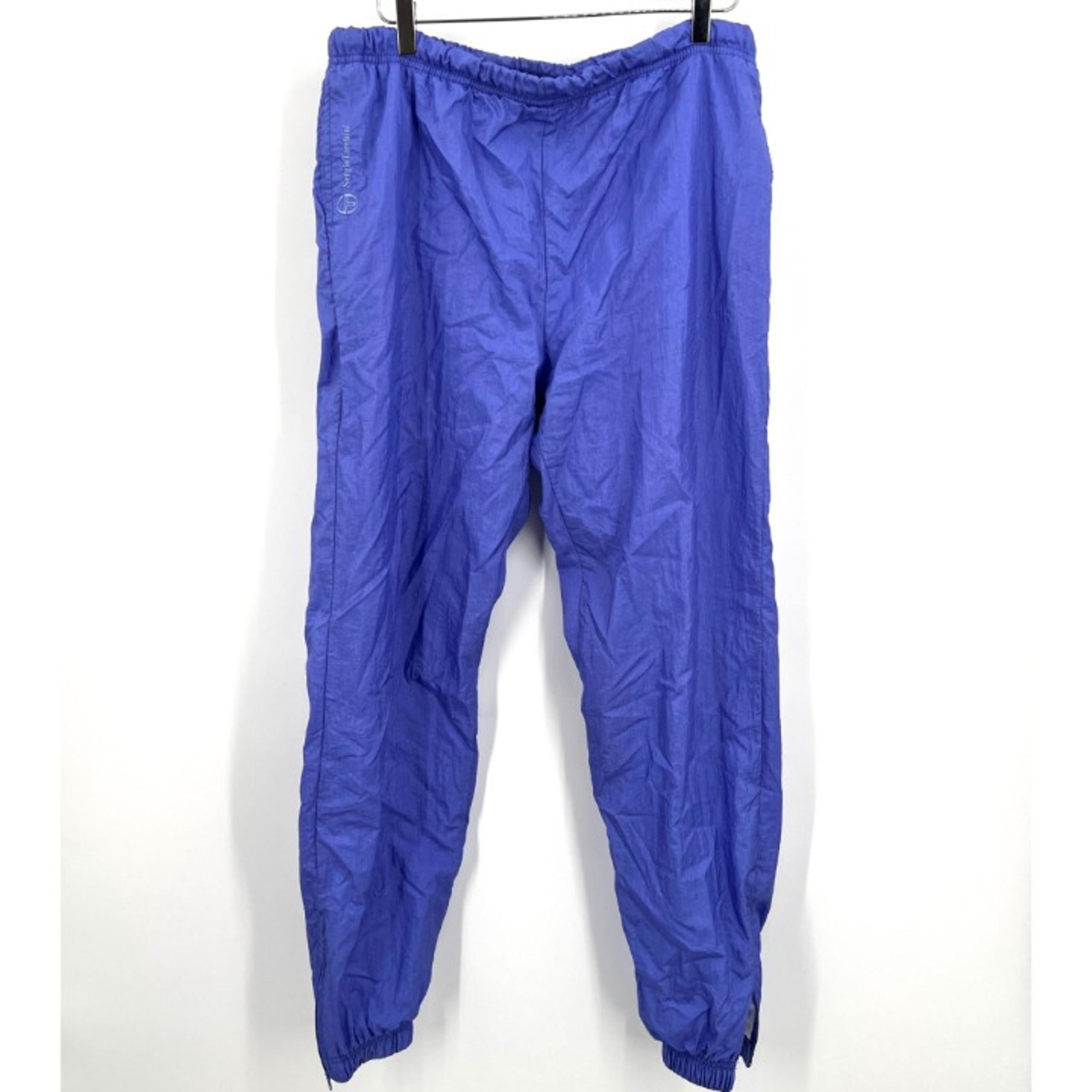 Sergio Tacchini Blue Nylon Track Pants with Ankle Zippers Retro Vintage 80s