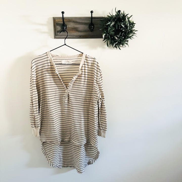 The Great Black Stripe Henley Tunic Top 0/XS