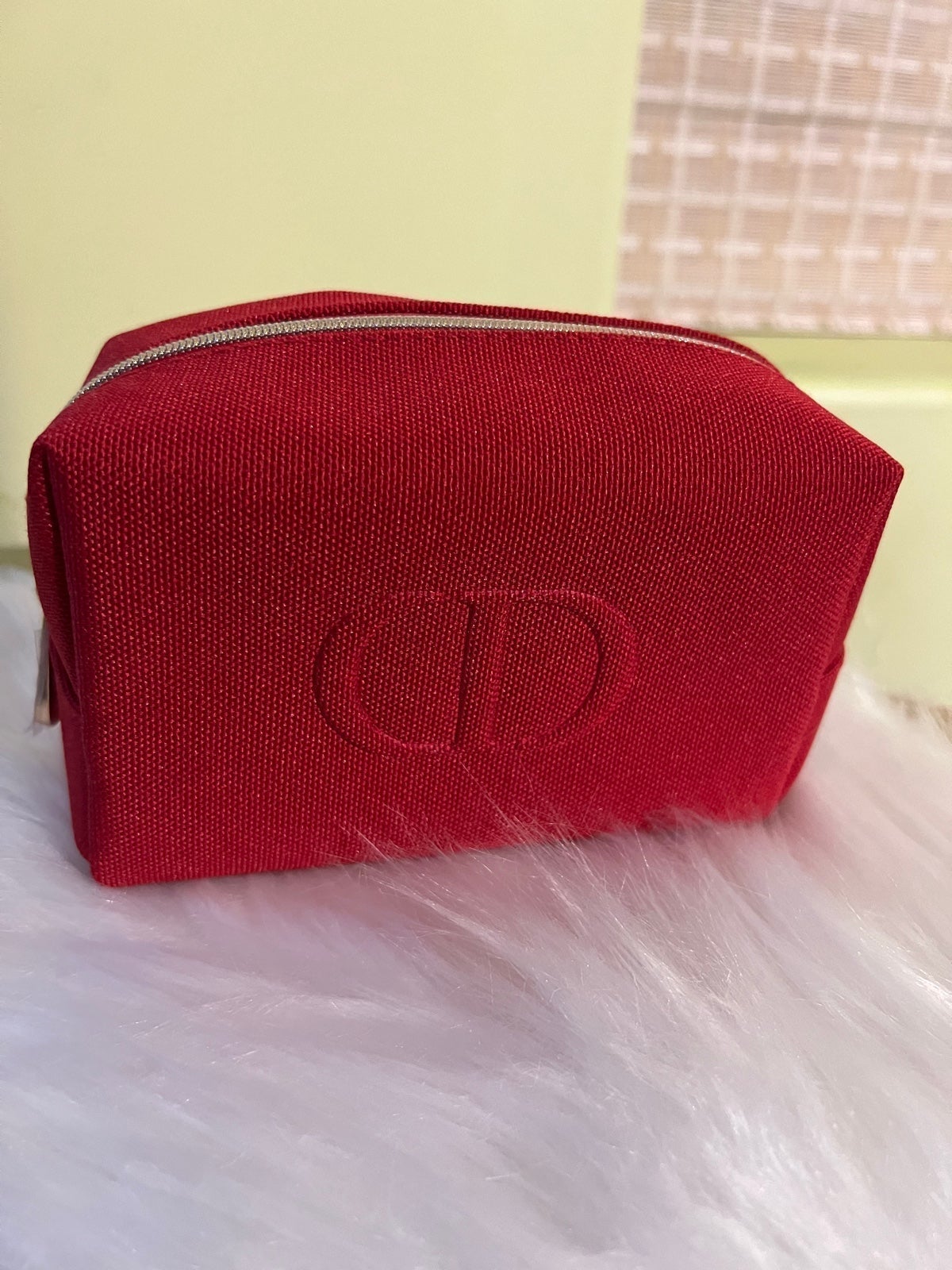 Dior rouge red cosmetic bag