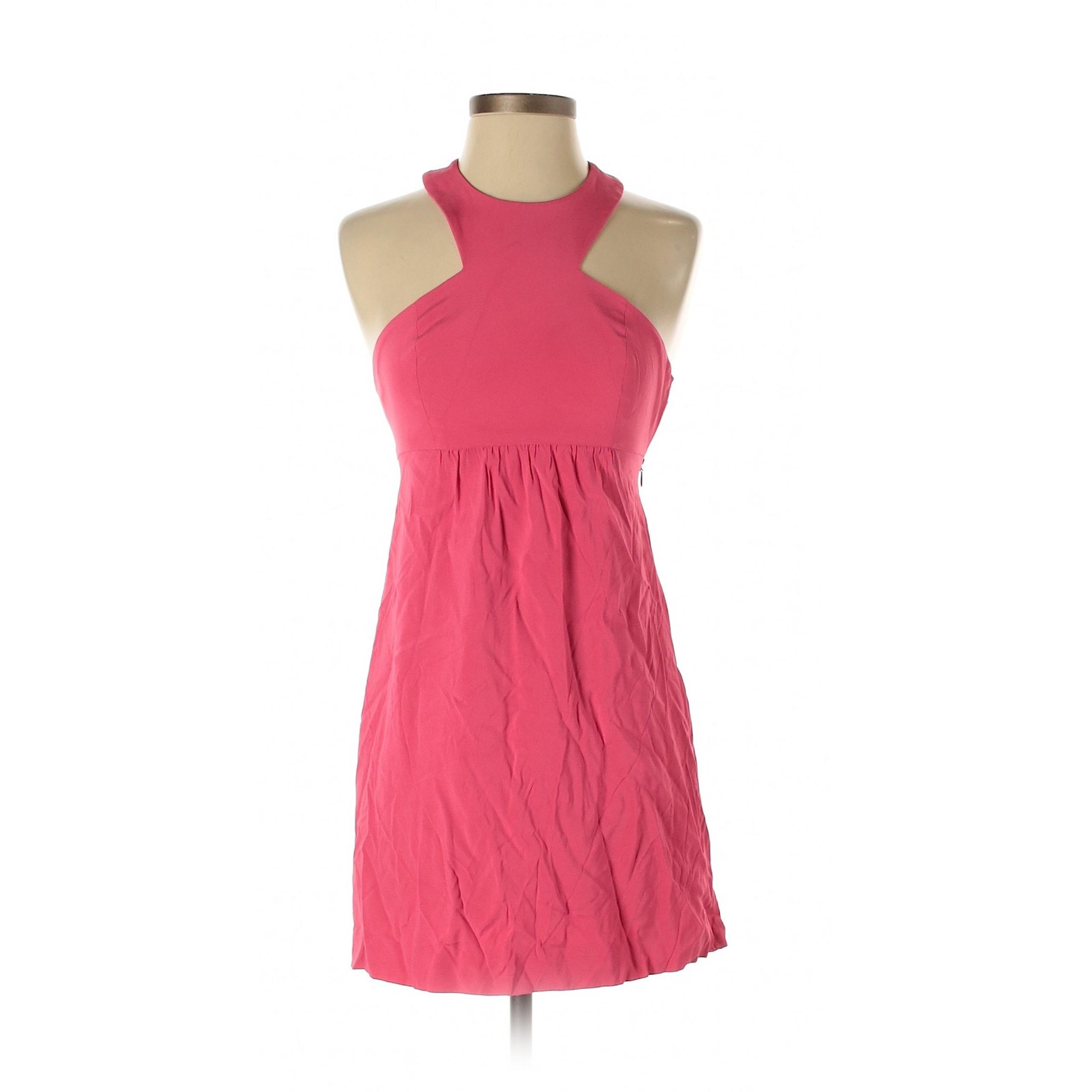 Tibi Lightweight Flirty Pink Casual A-Line Halter Dress w/ Silk Lining Size 0