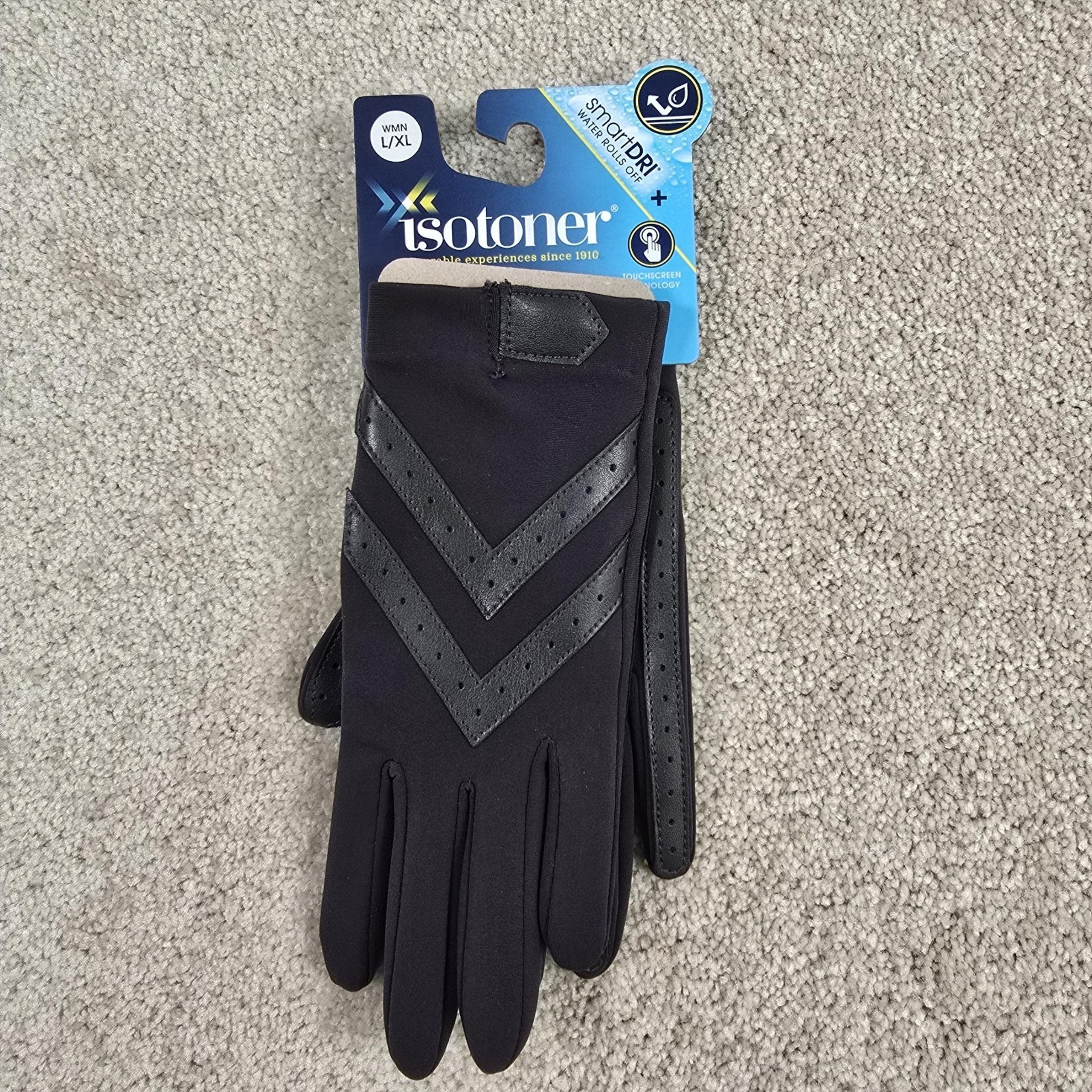 ISOTONER CHARCOAL GRAY CLASSIC GLOVES WARM LINED SMARTDRI SMARTTOUCH TECHNOLOGY