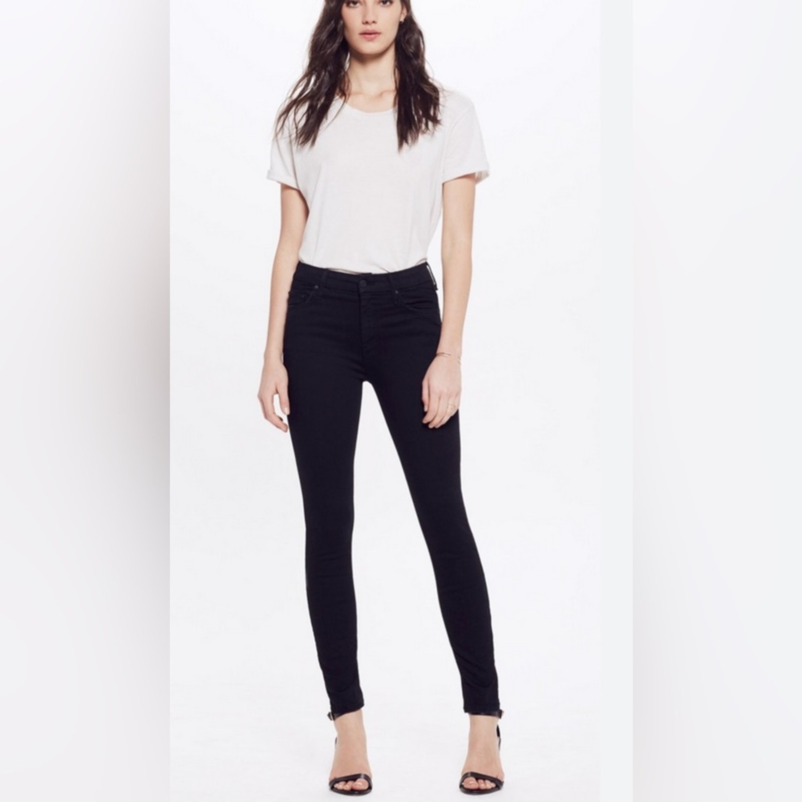 Mother The Looker Black Denim Jeans in Not Guilty Wash Size 25 Classic Designer