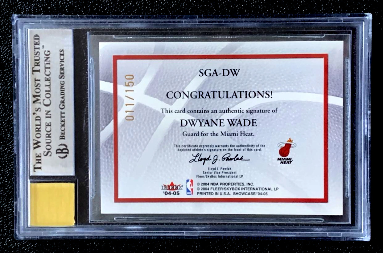 BGS 9 MINT 2004 SP /150 DWYANE WADE FLEER SHOWCASE SIGNATURE AUTO G3822