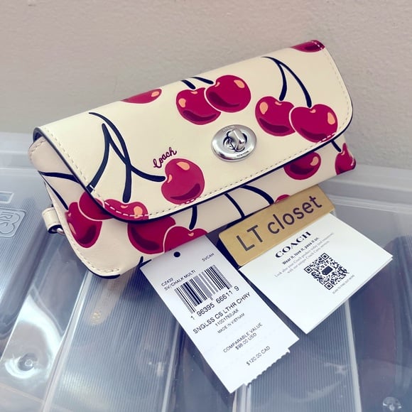 New Coach Sunglass Case With Cherry Print