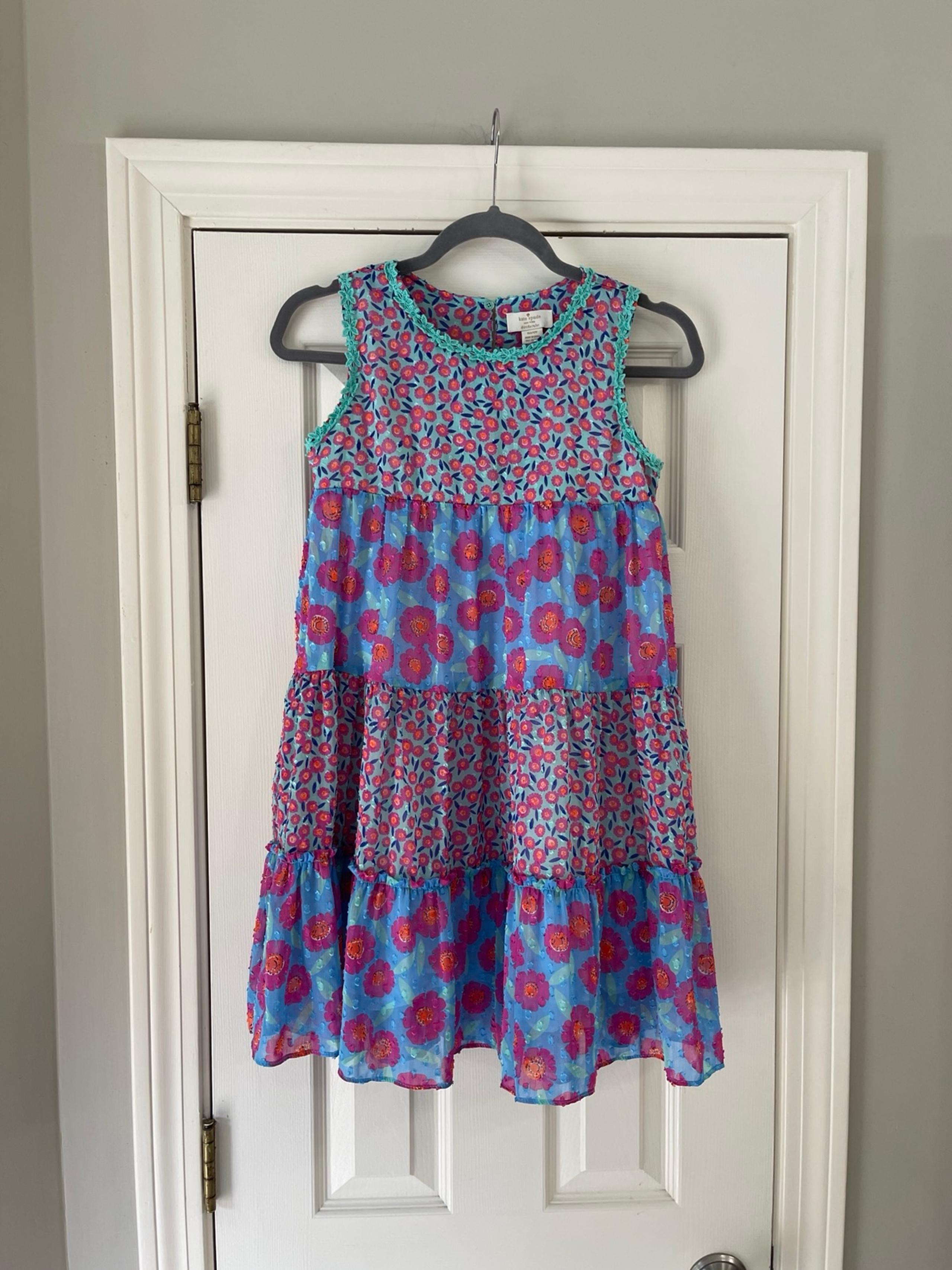 Kate Spade Girls 12Y Floral Chiffon Tiered Trapeze Dress