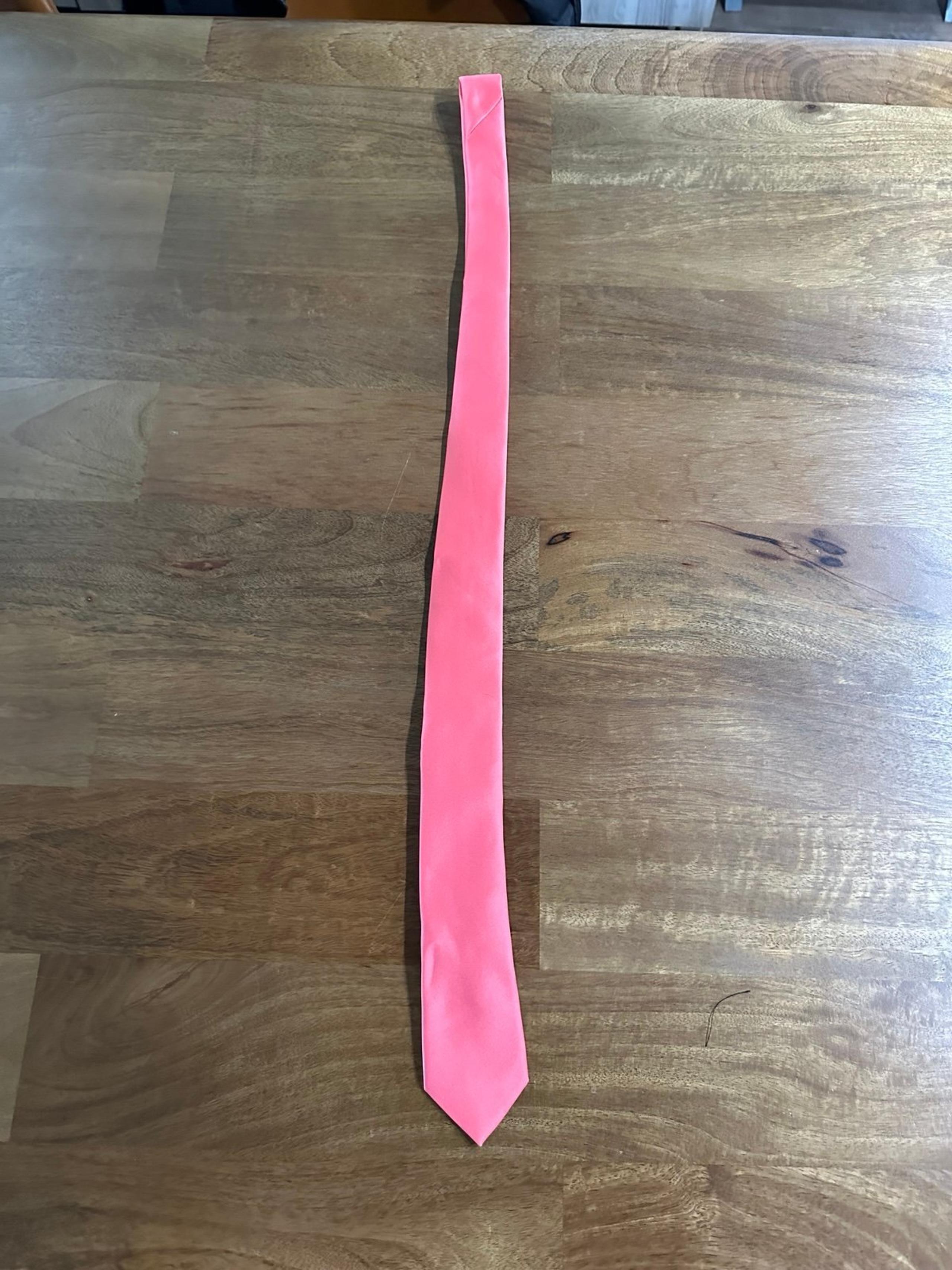 Vesuvio Napoli Narrow NeckTie Solid Coral Pink Skinny Men's Tie