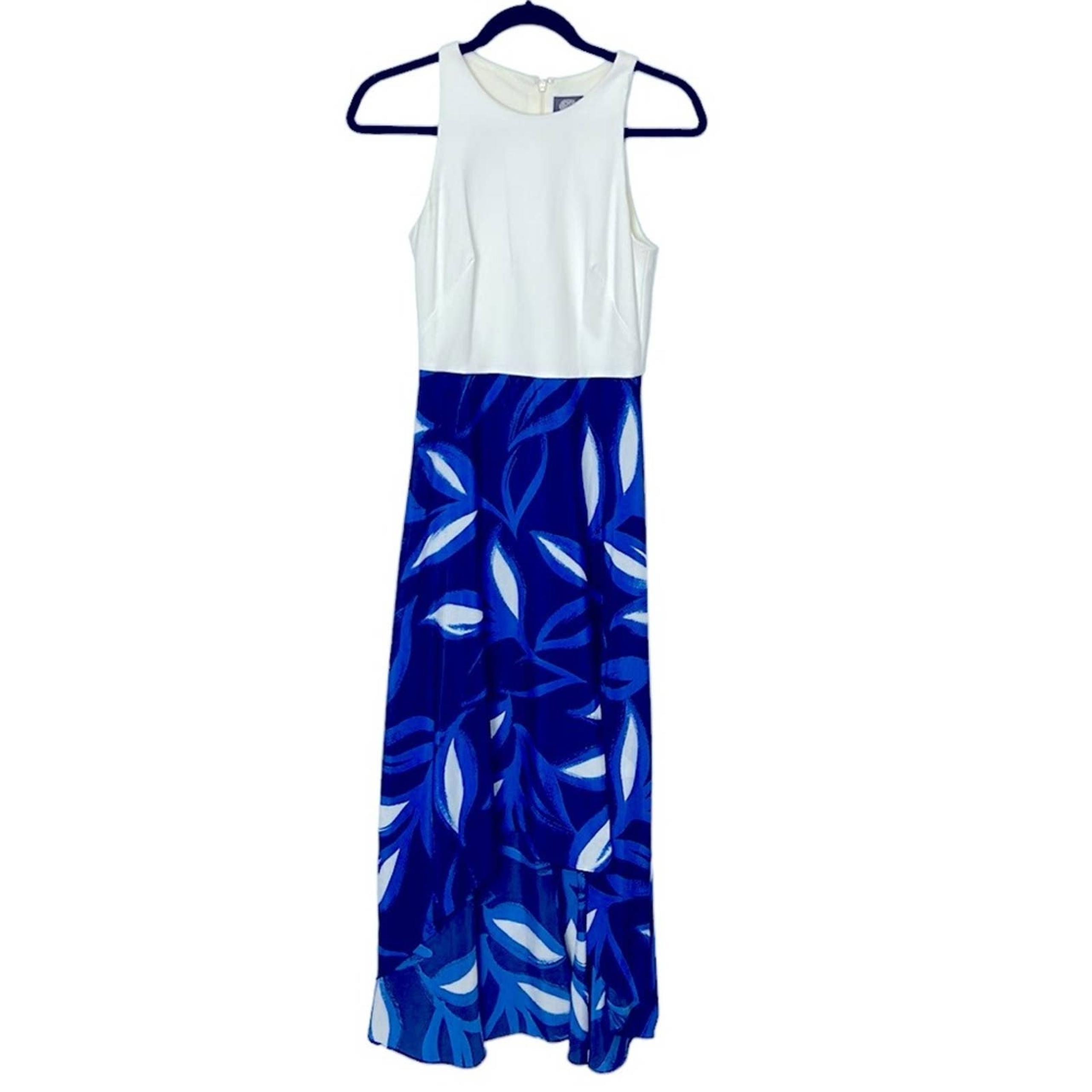 Vince Camuto Blue and White Floral High low dress women’s size 2
