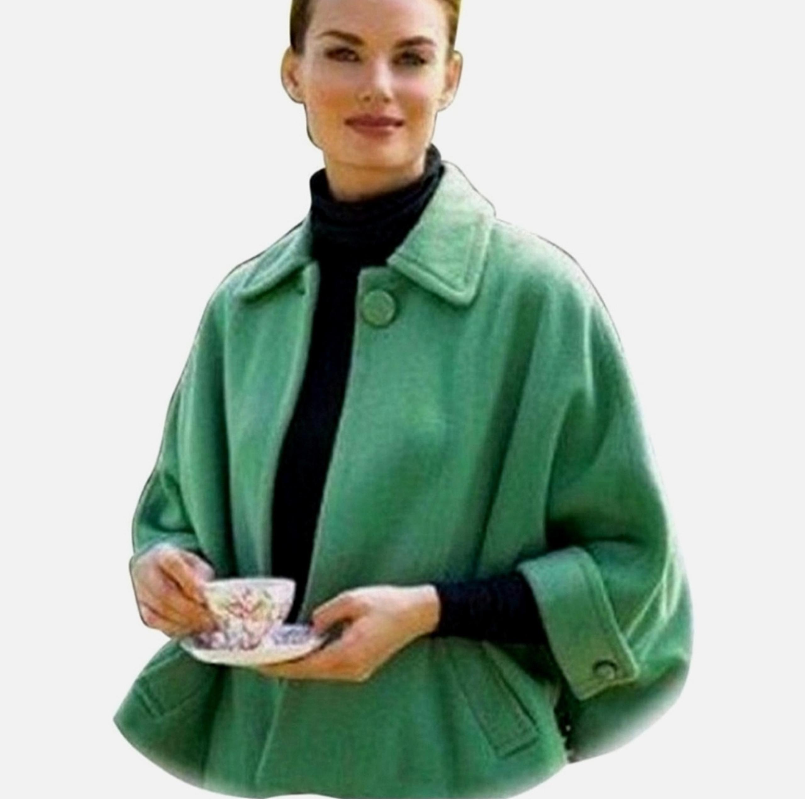 CABI 168 ‘Lisboa’ Vintage Wool-Blend Cape Coat Topper Women’s Size S/M