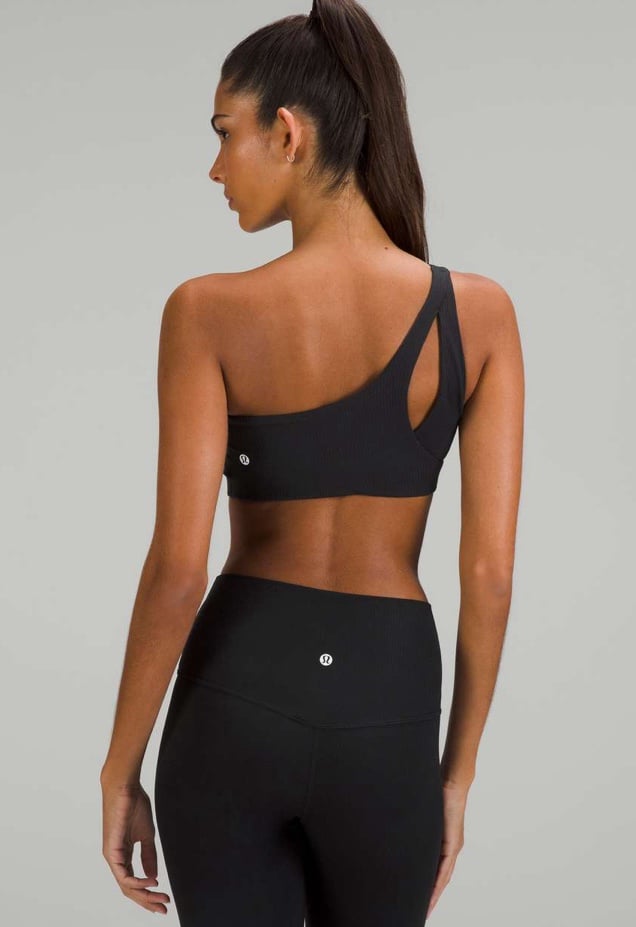 NEW Lululemon Ribbed Nulu Asymmetrical Yoga Bra Size 10 Black MSRP 58