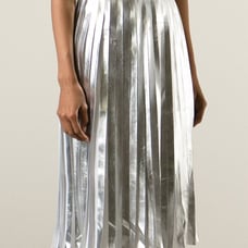 Raoul Silver Metallic Pleated Midi Skirt