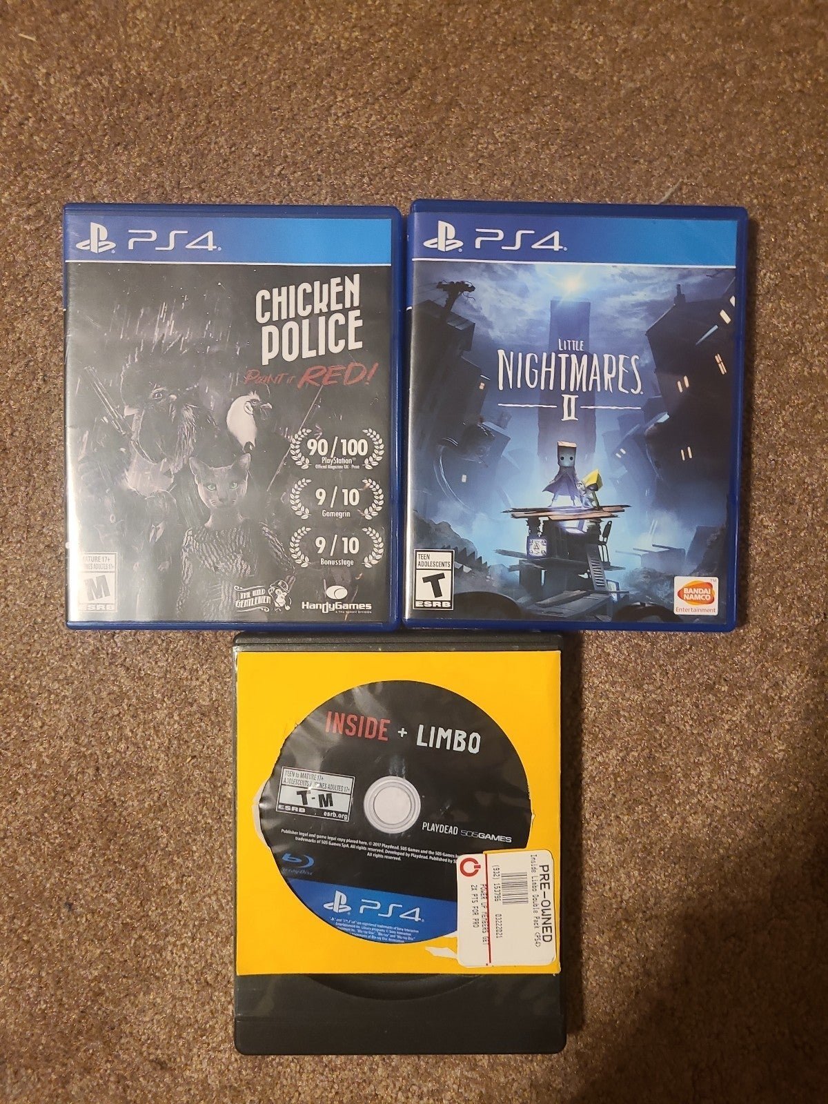 LITTLE NIGHTMARES 2 / CHICKEN POLICE / INSIDE/LIMBO PS4 GAME LOT