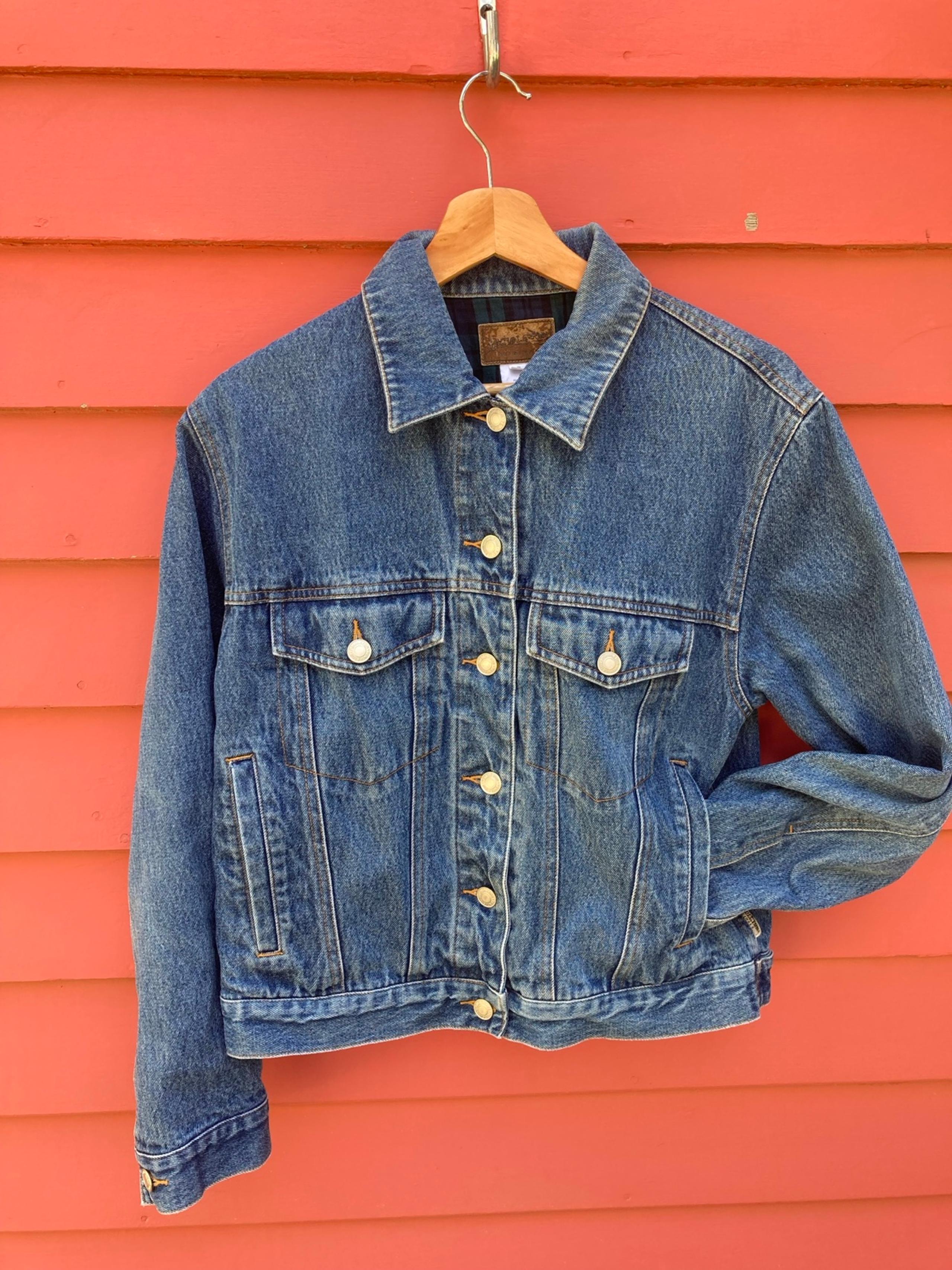 Vintage Pendleton Buffalo Plaid Flannel Lined Denim Jean Trucker Jacket Small