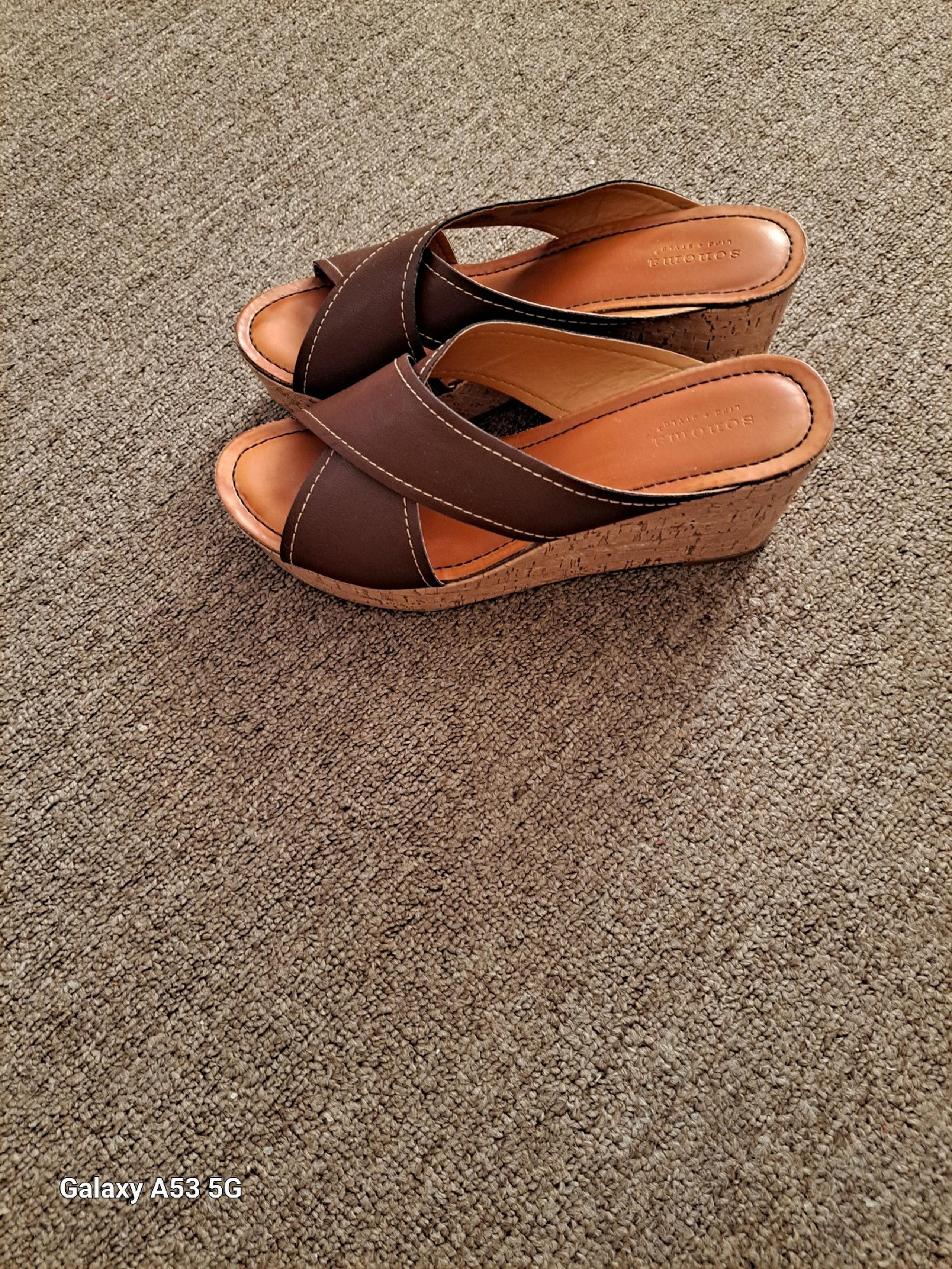 Sonoma Brown  Crisscross  Peeptoe Wedge Heel Mules Women's Size  10 M