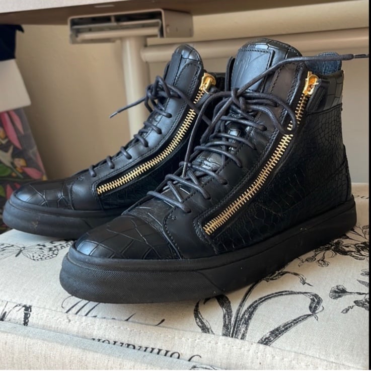 Giuseppe Zanotti London Double Zip High 'Black Crocodile' Hightop Sneaker