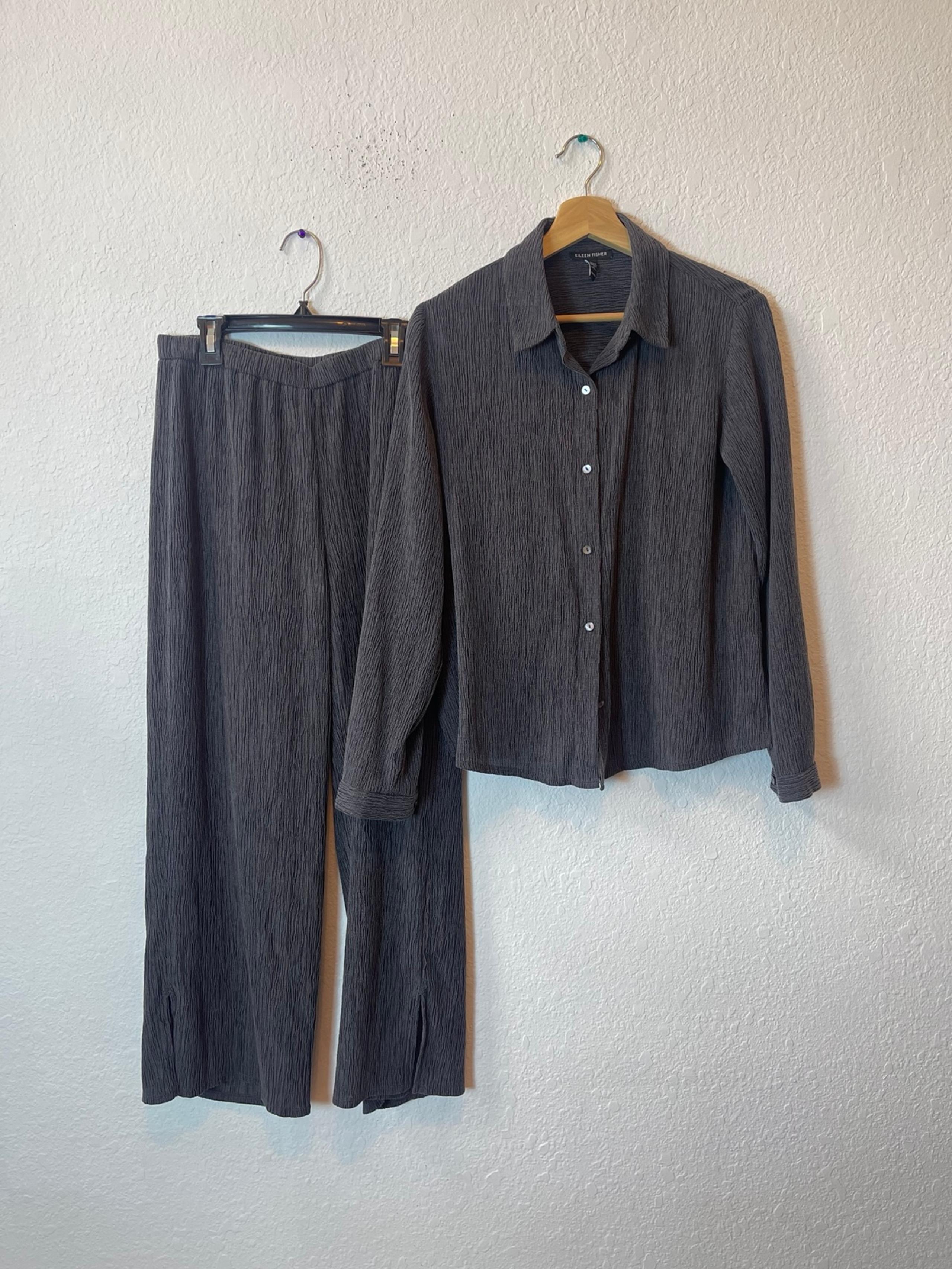Eileen fisher gray tops and pants 2 pieces set