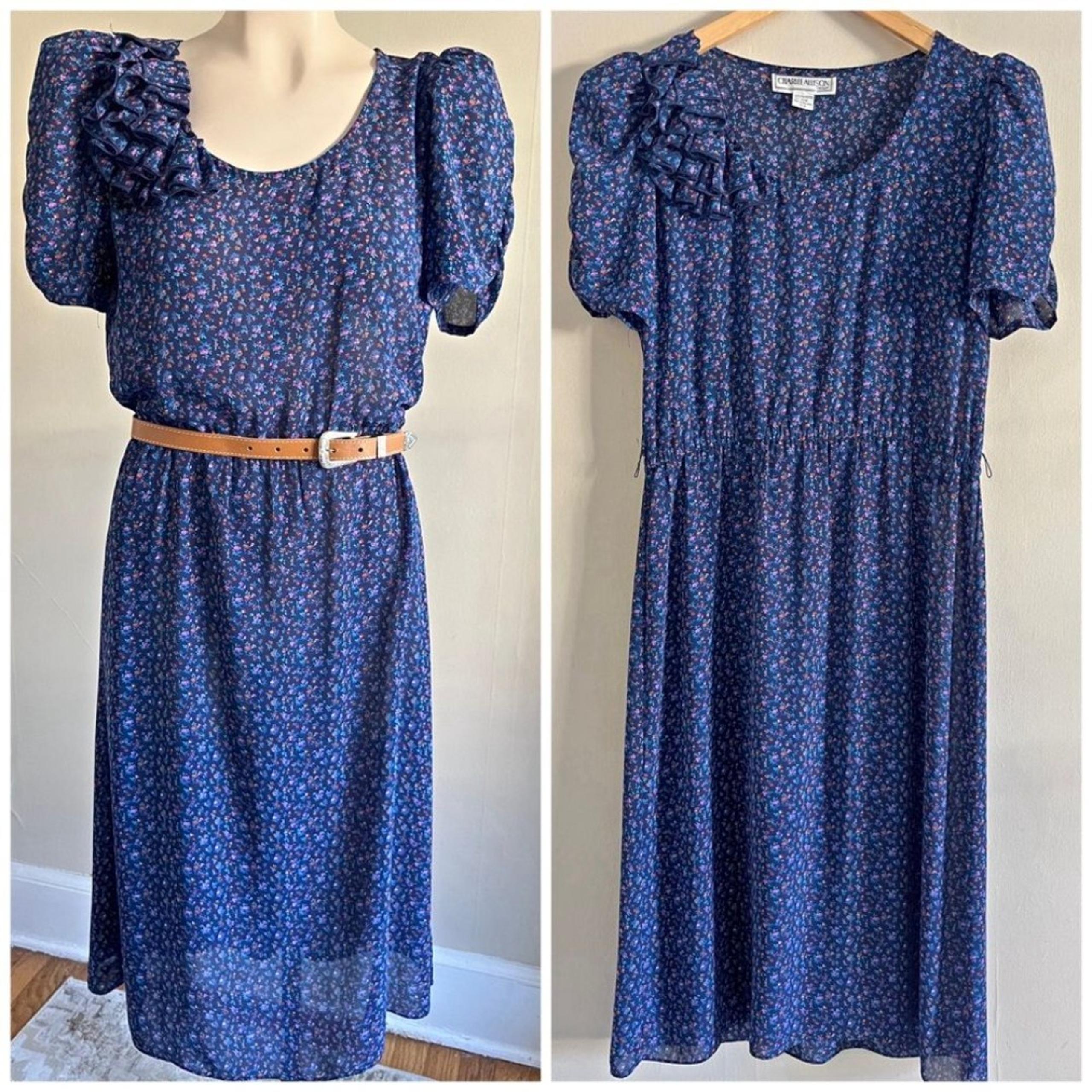 Vintage 80's micro floral farmhouse cottage dainty midi dress Charlee Allison