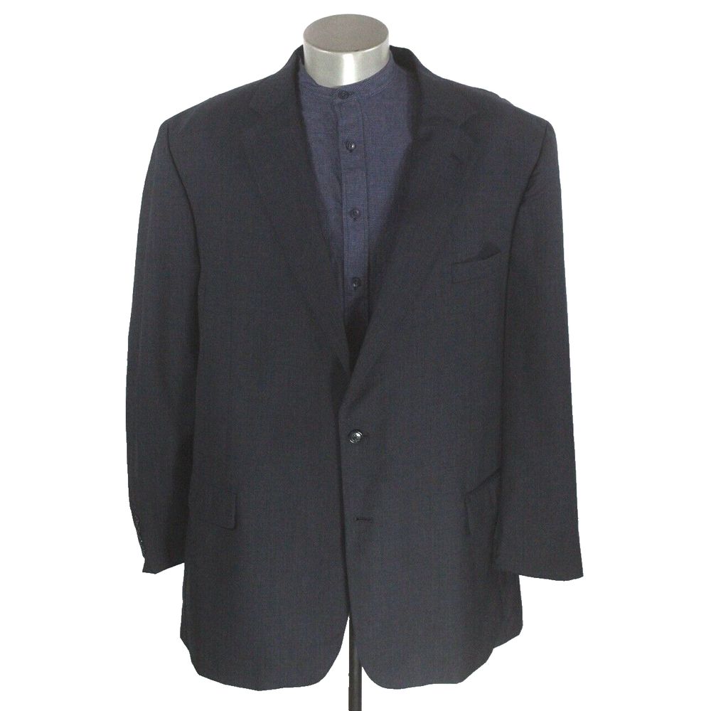 mens navy Jos A Bank blazer jacket sport suit coat classic all season wool 54 L