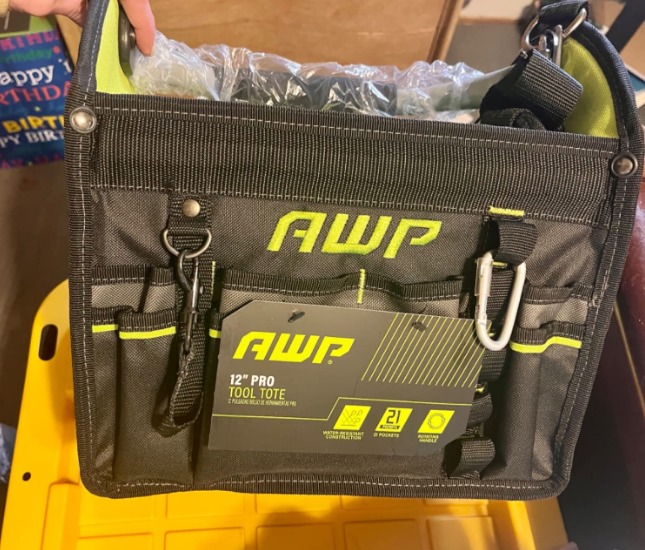 12 Inch Pro Tool Tote with Rotating Handle for Easy Tool Access, Water-Resistant