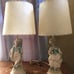 Pair Chalkware Lamps Original Shades