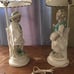 Pair Chalkware Lamps Original Shades
