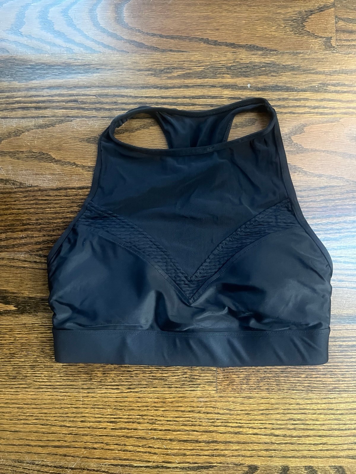 Koral high neck mesh accent sports bra women’s Sz. XS black  back logo NWOT