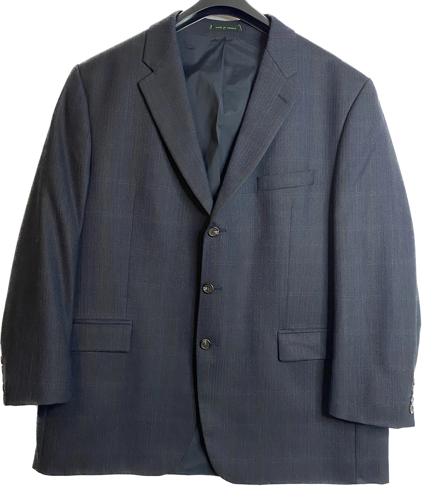 Ralph Lauren Blazer Herringbone Windowpane Men 48R Suit Jacket Wool Checked Blue